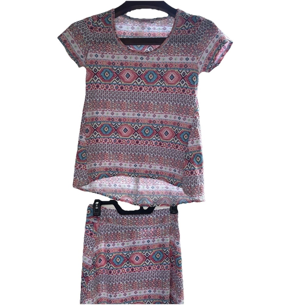 Fresh Produce Bundle 2 PieceTribal  Luna‎ Tunic Tee Women's Size S  Curved Hem